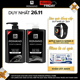 Combo Dầu gội và Sữa tắm Romano Gentleman lịch lãm nam tính 650g/chai