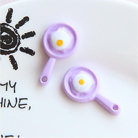 Charm mô hình chảo trứng chiên trang trí vỏ ốp điện thoại, dán Jibbitz, DIY