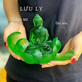 Mua Tượng Phật Dược Sư đá lưu ly nhiều màu trang trí xe hơi xe ôtô  bàn thờ - Cao 12 cm