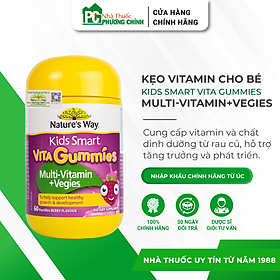 Kẹo Dẻo Vitamin Tổng Hợp Nature's Way Kids Smart Vita Gummies Multivitamin Vegies (Chai 60 Viên)