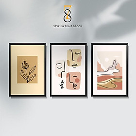 Mua Bộ 03 Tranh Canvas | Trừu Tượng Abstract 3FVABS006 | Tranh Căng Khung Cao Cấp | Tặng Kèm Đinh Đa Năng