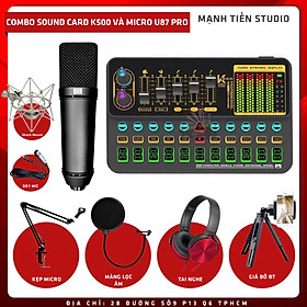 Mua Combo thu âm  livestream Micro AQTA U87-Pro  Sound card K500 - Kèm full phụ kiện kẹp micro  màng lọc  tai nghe  giá đỡ ĐT - Hỗ trợ thu âm  karaoke online chuyên nghiệp