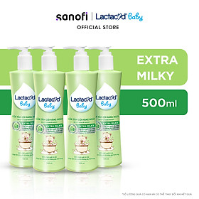 Bộ 4 chai Sữa Tắm Gội Trẻ Em Lactacyd Baby Extra Milky Làm Sạch Dịu Nhẹ và