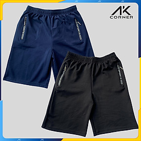 Combo 2 quần thể thao nam ngắn Sport vải thun Poly 2 Da thoáng mát, độ co giãn cao hút ẩm tốt - Màu đen và xanh đen - XXL