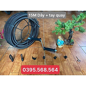Mua Siêu combo dây thông cống 15 M + 6 đầu thông + tay quay