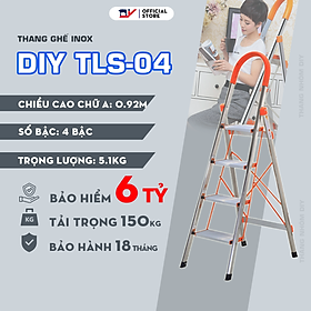 Thang Ghế Inox DIY 4 bậc TLS-04 chiều cao sử dụng tối đa 92cm, tải trọng 150kg