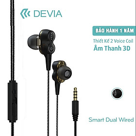 Mua Tai Nghe Có Dây Nhét Tai Devia Smart Series Dual Speakers Có Mic 2 Loa (3.5mm) Màu Đen - Hàng Chính Hãng