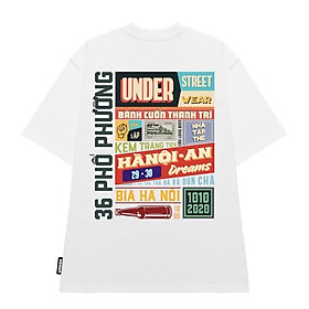 Áo Thun Tay Lỡ Unisex HANOI Under màu ĐEN/TRẮNG Nam nữ unisex Áo phông cổ tròn form rộng