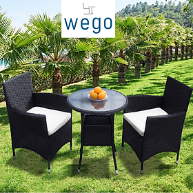 Mua WEGO Bộ sofa ngoài trời bằng mây nhựa/ Bàn ghế sân vườn/Bàn ghế ban công - BISTRO 2 GHẾ