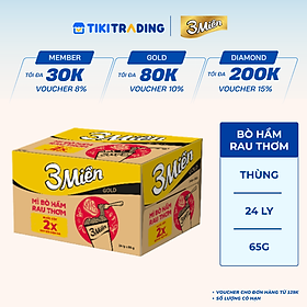 Thùng 24 Ly Mì Ly Bò Hầm Rau Thơm Reeva 3 Miền Gold 65G