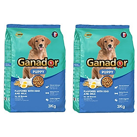 Combo 2 gói thức ăn cho chó con Ganador vị Trứng và Sữa Egg and Milk 3kg