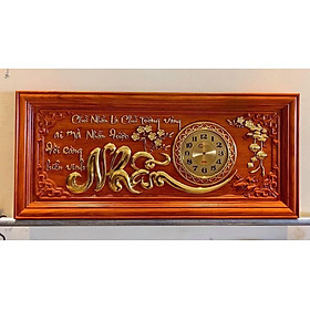 Mua Tranh đồng hồ treo tường chữ nhẫn bằng gỗ hương kt 48×108×4cm