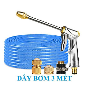 Bộ dây vòi xịt nước rửa xe,tưới cây .tăng áp 3 lần,loại 3m,5m 206701-2 đầu đồng,cút đồng,nối đ+ tặng túi đựng bút