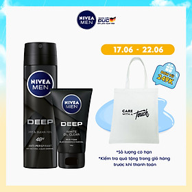 Combo NIVEA MEN Than Hoạt Tính Xịt Ngăn Mùi (150ml) - 80027 & Sữa Rửa Mặt(100G) - 84415