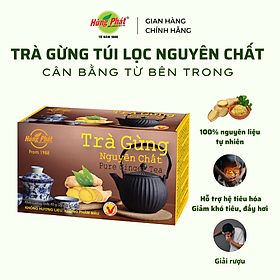 Trà Gừng Túi Lọc Nguyên Chất Nguyên Chất Làm Ấm Cơ Thể Hỗ Trợ Giảm Cảm Lạnh Ho Hộp 25 gói - Pure Ginger Tea