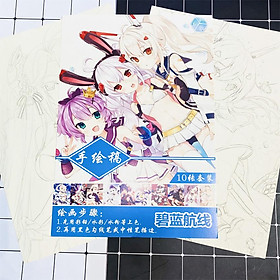 Tranh tô màu Azur Lane tập bản thảo phác họa anime manga chibi