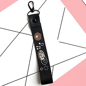 Móc khóa dây Strap dây vải DAY-DT-gấu Brown dây đen