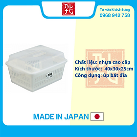 Rổ úp bát đĩa có nắp đậy inomata