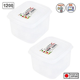 Bộ 2 hộp đựng thực phẩm vuông bằng nhựa PP cao cấp không chứa các hoạt chất gây hại 1.2L - Hàng Nhật nội địa