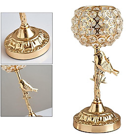 Romantic Candle Holder Crystal Golden Stand Home Even Office Docor S