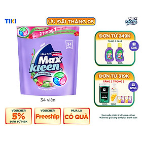 Túi viên giặt xả MaxKleen Hương ngày thư thái 34 viên túi