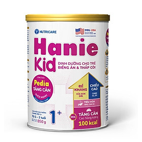 Sữa bột Hanie Kid 1+ dành cho trẻ biếng ăn & suy dinh dưỡng 1-2 tuổi (900g)