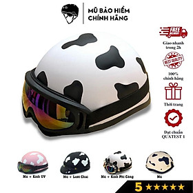 Mũ bảo hiểm nửa đầu có họa tiết SRT ASA 05 kèm kính phi công, kính UV thời trang, cá tính- Hàng chính hãng