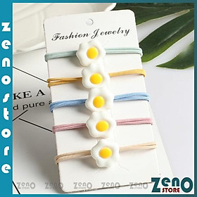 Set 5 dây buộc tóc dây cột tóc, chun buộc tóc trứng ốp la nhiều màu pt38