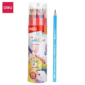 Bút chì màu học sinh Deli - Có kèm gọt chì ở nắp - Cỡ φ2.9mm - 12/24/36 màu/hộp - EC00307/EC00327/EC00337 - 24 màu-EC00327