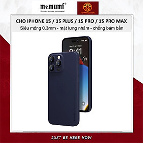 Ốp lưng nhám siêu mỏng 0.3mm cho iPhone 15, 15 Plus, 15 Pro, 15 Pro Max hiệu Memumi Slim - mặt lưng chống trượt, chống bám bẩn - Hàng nhập khẩu