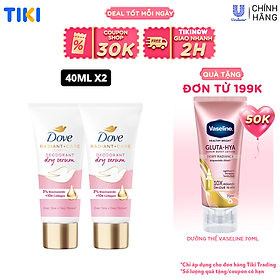 Combo 2 Kem ngăn mùi tinh chất serum vùng cánh cao cấp Dove dành cho nữ với 3% Niacinamide mờ thâm thu nhỏ lỗ chân lông 40ml