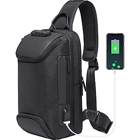 Túi đeo chéo thể thao đựng iPad khóa mật mã kèm cáp sạc ẩn