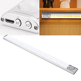 under Cabinet Lighting 80/120/160 LEDs Closet Light, Motion Sensor Lights, USB Rechargeable Dimmable Stick-on Night Light Bar for Kitchen, Wardrobe