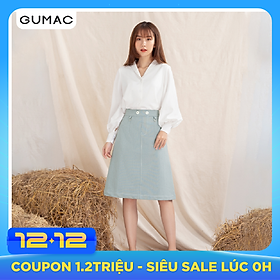 Chân váy GUMAC VA1024 thiết kế dằn chỉ phối khoen VA1024