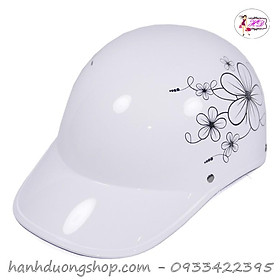 Mũ bảo hiểm nữ đẹp in họa tiết bông hoa nón bảo hiểm có khoét đuôi dễ dàng buột tóc cao