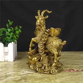 Mua Tượng Dê cõng nén vàng bằng đồng nguyên chất cao 18cm  dê kim tiền tượng dê bằng đồng