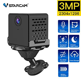 Mạng không dây 3MP Máy ảnh mini WiFi Mini 1080p Tầm nhìn ban đêm AI Phát hiện bảo mật có thể sạc lại pin Micro Camcorder PTZ IP CAM Kích thước cảm biến: CB73 Camera