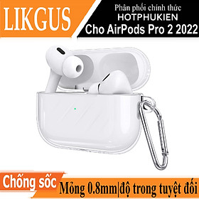 Bao case chống sốc trong suốt cho Airpods Pro 2 2022 hiệu Likgus Clear Shell (Mỏng 0.8mm, bảo vệ toàn diện, vật liệu cao cấp) - Hàng nhập khẩu