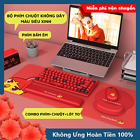 Mua Bộ Bàn Phím Chuột Không Dây Cao Cấp QW02 Màu Đỏ Rực Rỡ  Phím Gõ Cực Êm  Tặng Kèm Lót Chuột Cỡ Lớn Cực Đẹp  Kết Nối Đa Thiết Bị-Hàng Chính Hãng