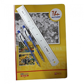 Combo 2 vở kẻ ngang + thước nhôm + 2 bút bi TL