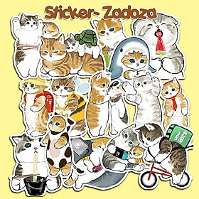 Mua Sticker mèo đáng yêu chống thấm nước dán mũ bảo hiểm guitar ukulele điện thoại laptop chủ đề cute kitten