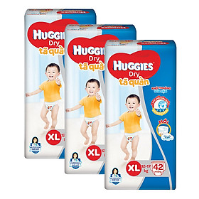 Combo 3 Gói Tã Quần Huggies Dry Gói Đại XL42 (42 Miếng) - Bao Bì Mới
