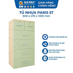 Mua  Chính hãng Qui Phúc  Tủ nhựa 5 tầng PARIS 100% nguyên liệu nhựa chính phẩm  họa tiết nổi 3D độc đáo