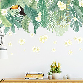 Decal dán tường trang trí phòng khách, quán cafe- Hạc và bụi cây
