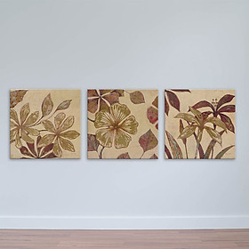 Bộ 3 tranh hoa lá cổ điển | Tranh treo tường màu vintage W1775