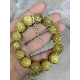 Mua Vòng tay đá thạch anh tóc vàng thiên nhiên Loại A Cho Người Mệnh Kim Và Mệnh Thủy Size14li - VTD