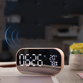 Loa Nghe Nhạc Bluetooth Kiêm Đồng Hồ Báo Thức,Mặt Kính Tráng Gương, Âm Thanh Siêu Trầm Cao Cấp
