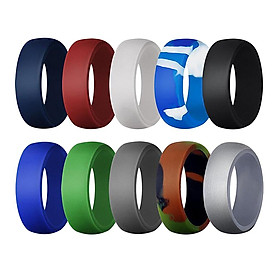 10 Pieces 8.7mm Wide Silicone Ring Safety Rubber Wedding Bands For Men Women