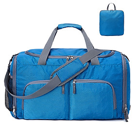 Túi tập thể dục thể thao 45L bằng vải nylon chống nước và rách chất lượng cao với túi đựng giày ướt-Màu xanh dương