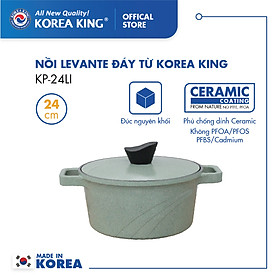 Nồi nấu Levante đáy từ Korea King KP-24LI(Nồi, nắp bằng nhôm đúc, phủ men chống dính Ceramic, Ø24cm)